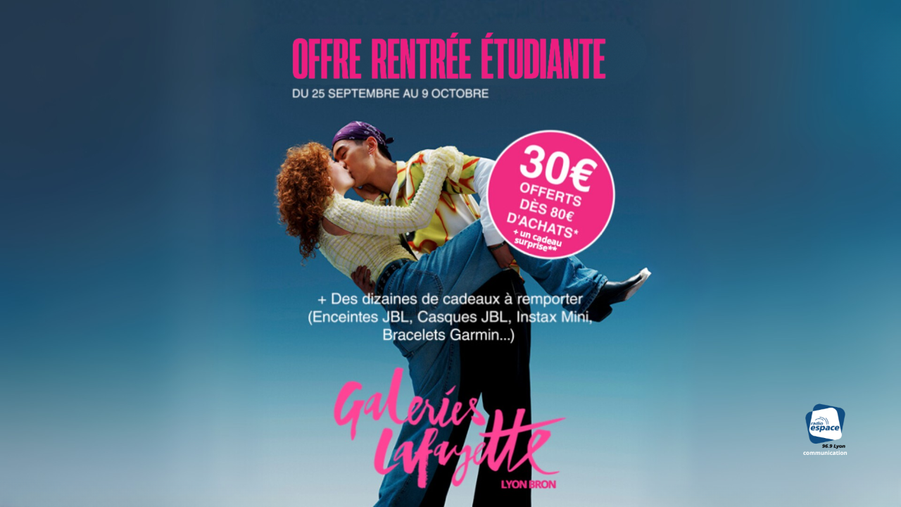 Vous êtes étudiant ? Venez profiter d’offres exceptionnelles aux Galeries Lafayette LYON BRON du 25 septembre au 9 octobre ! Vous êtes étudiant ? Venez profiter d’offres exceptionnelles aux Galeries Lafayette LYON BRON du 25 septembre au 9 octobre !