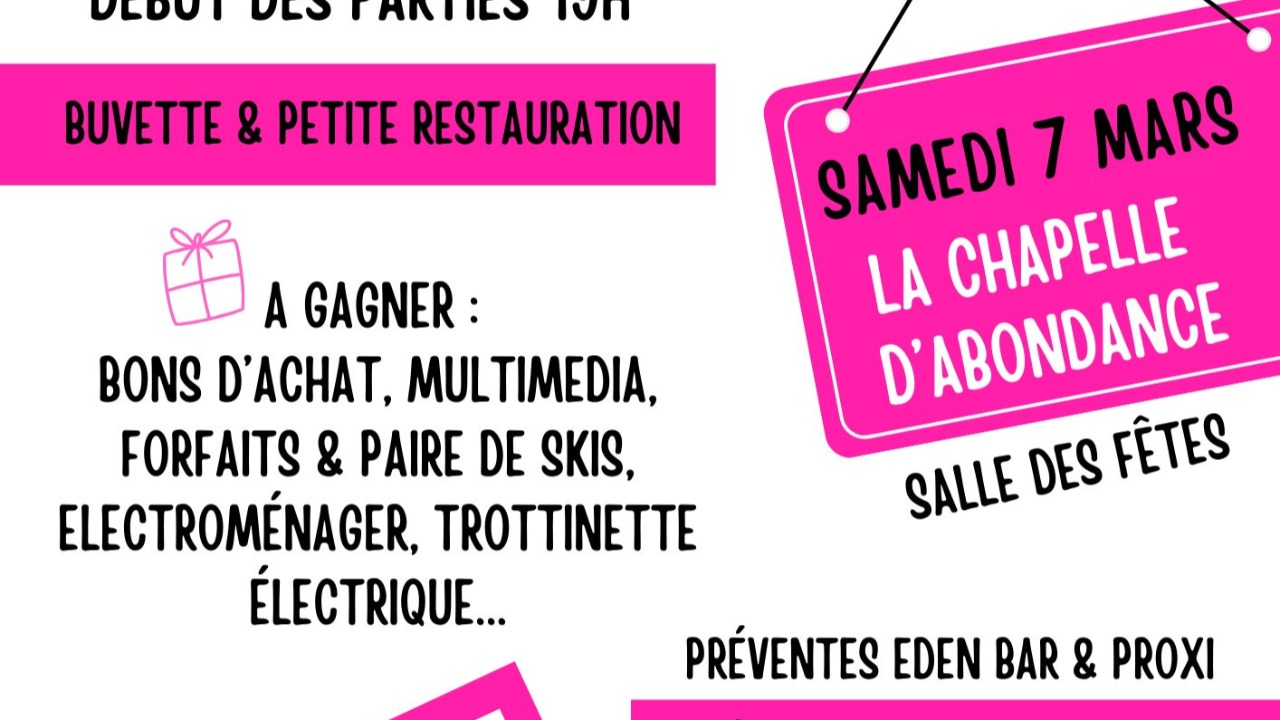 La Chapelle d'Abondance. Participez &agrave; un loto de l'APE