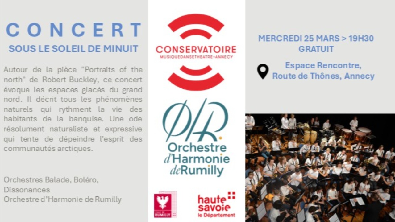 Concert « Sous le soleil de minuit » : les orchestres du Conservatoire d’Annecy et de Rumilly en concert gratuit Concert « Sous le soleil de minuit » : les orchestres du Conservatoire d’Annecy et de Rumilly en concert gratuit